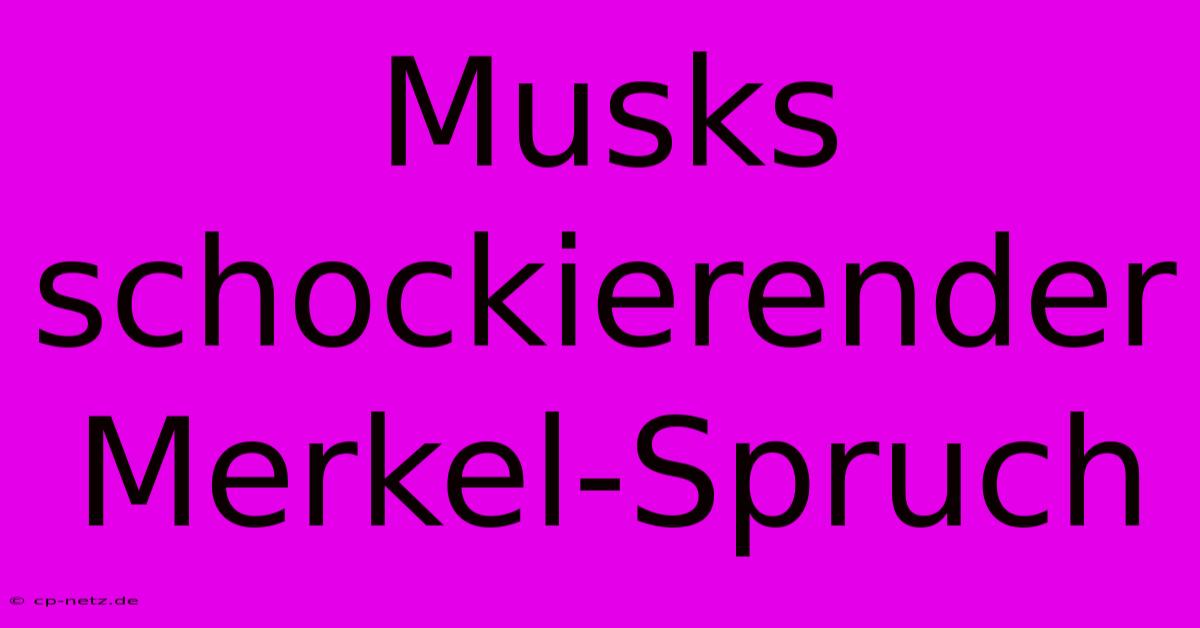 Musks Schockierender Merkel-Spruch