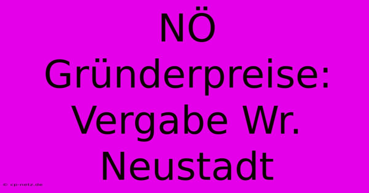 NÖ Gründerpreise: Vergabe Wr. Neustadt