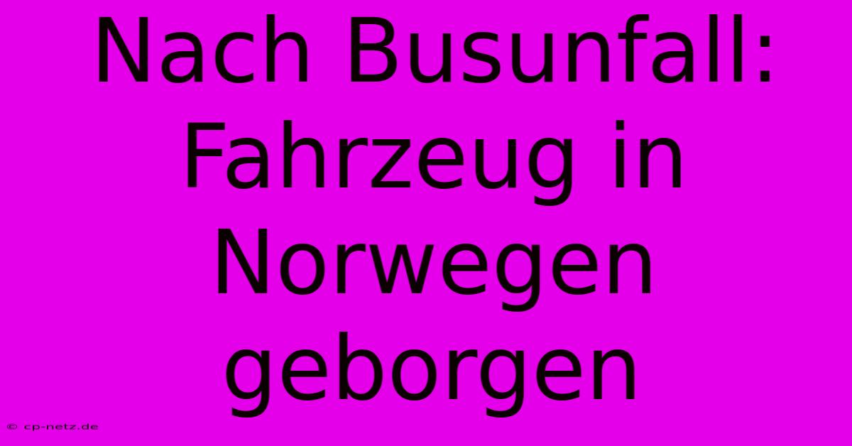 Nach Busunfall: Fahrzeug In Norwegen Geborgen