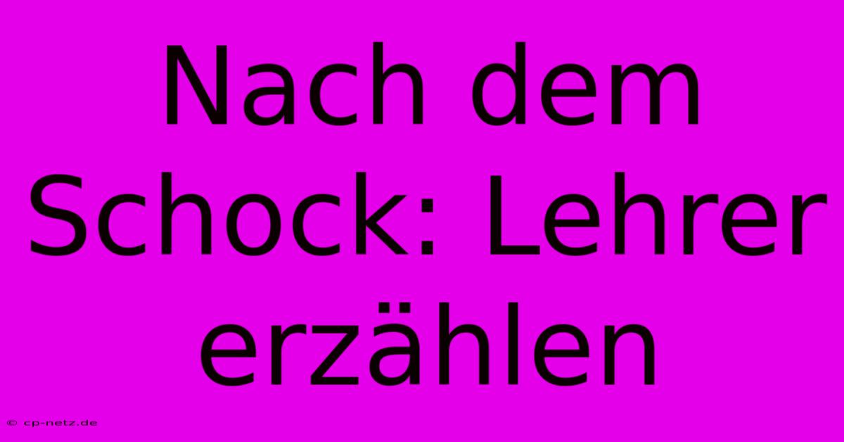 Nach Dem Schock: Lehrer Erzählen