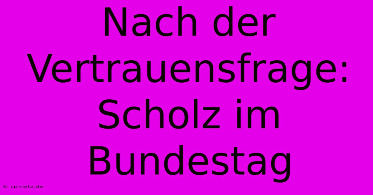 Nach Der Vertrauensfrage: Scholz Im Bundestag