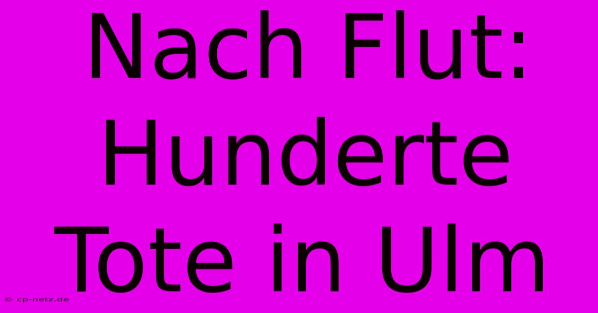 Nach Flut: Hunderte Tote In Ulm