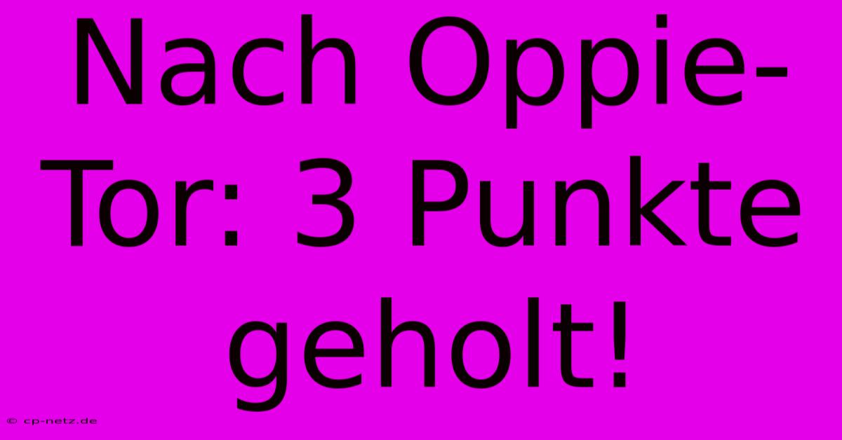 Nach Oppie-Tor: 3 Punkte Geholt!