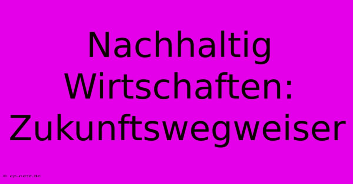 Nachhaltig Wirtschaften: Zukunftswegweiser