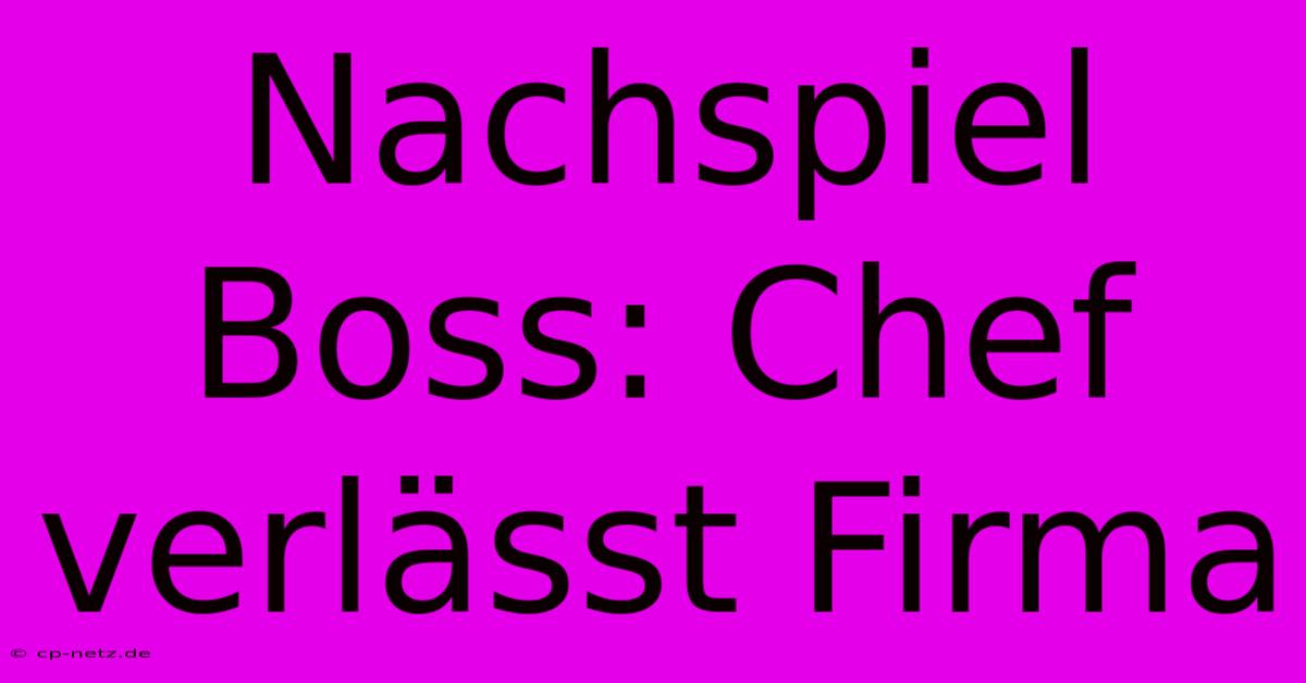 Nachspiel Boss: Chef Verlässt Firma