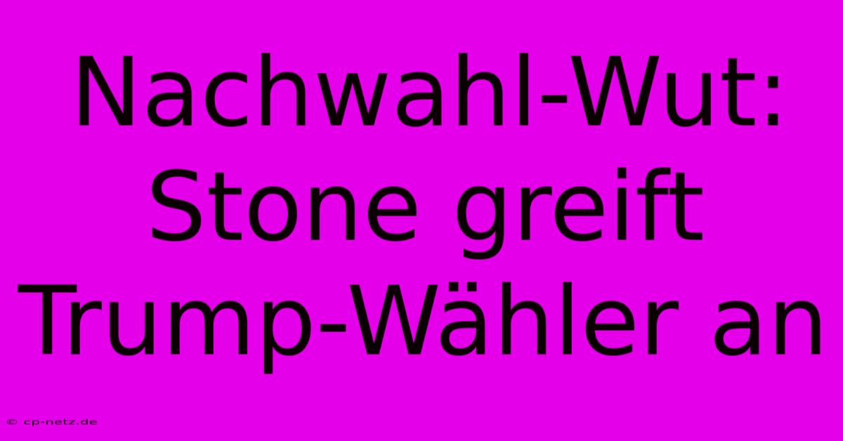 Nachwahl-Wut: Stone Greift Trump-Wähler An