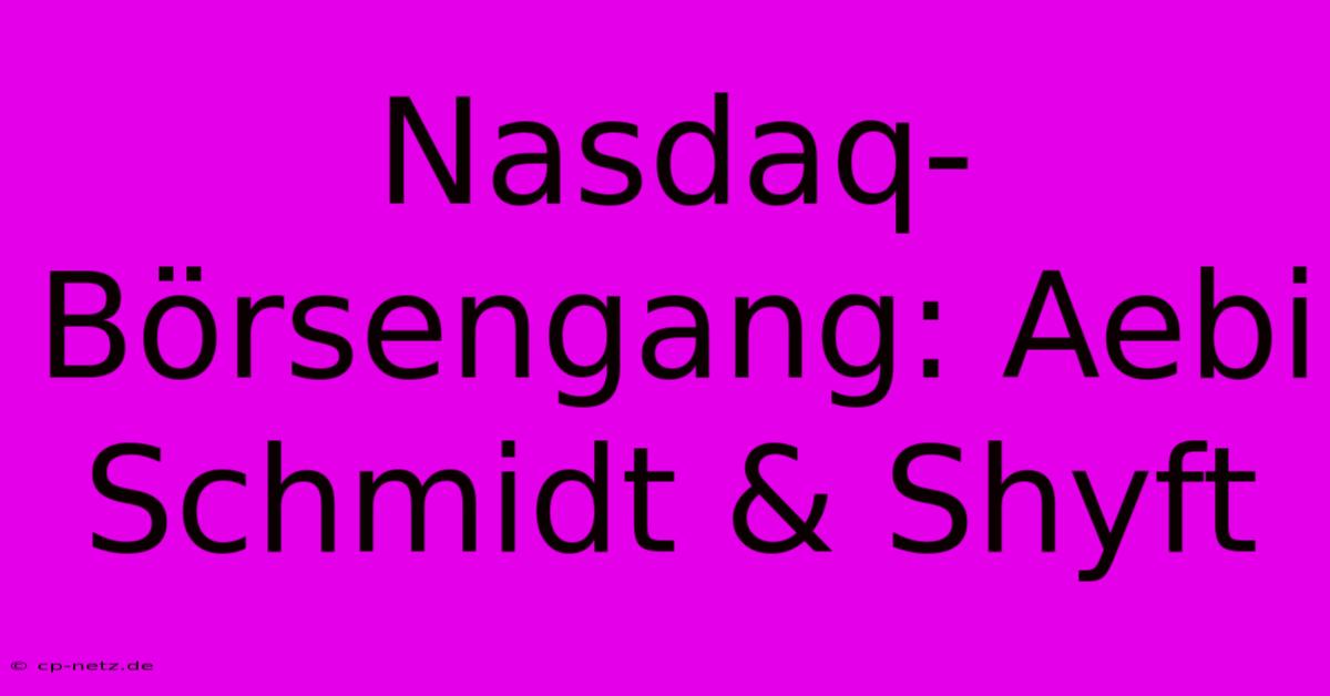 Nasdaq-Börsengang: Aebi Schmidt & Shyft