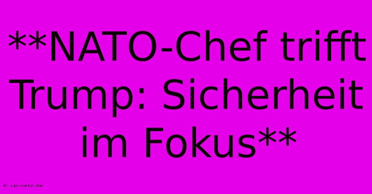 **NATO-Chef Trifft Trump: Sicherheit Im Fokus**