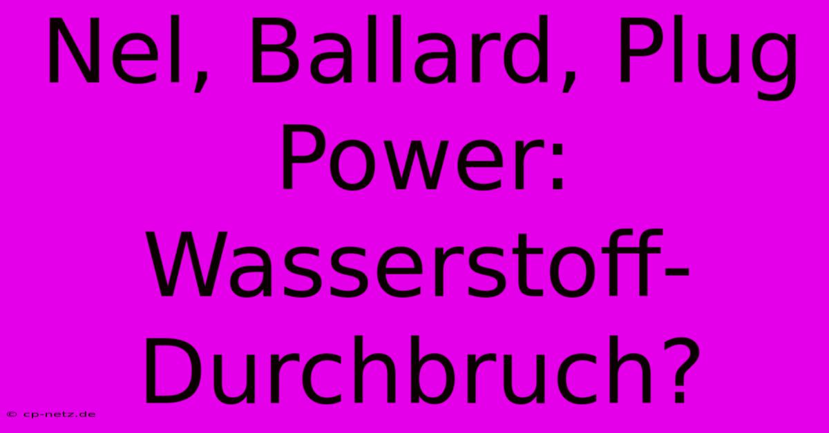 Nel, Ballard, Plug Power: Wasserstoff-Durchbruch?