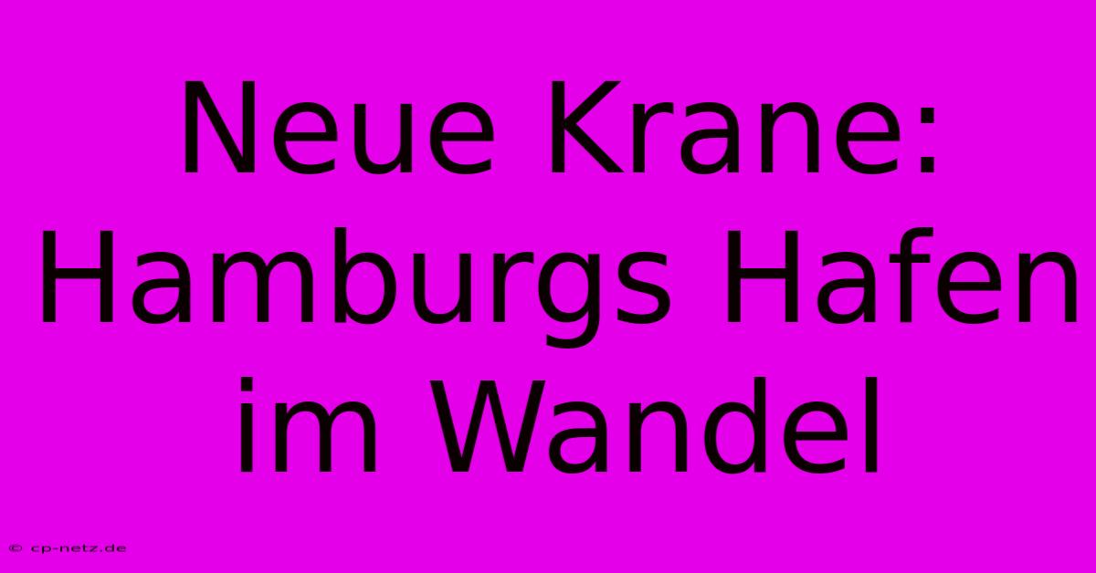 Neue Krane: Hamburgs Hafen Im Wandel