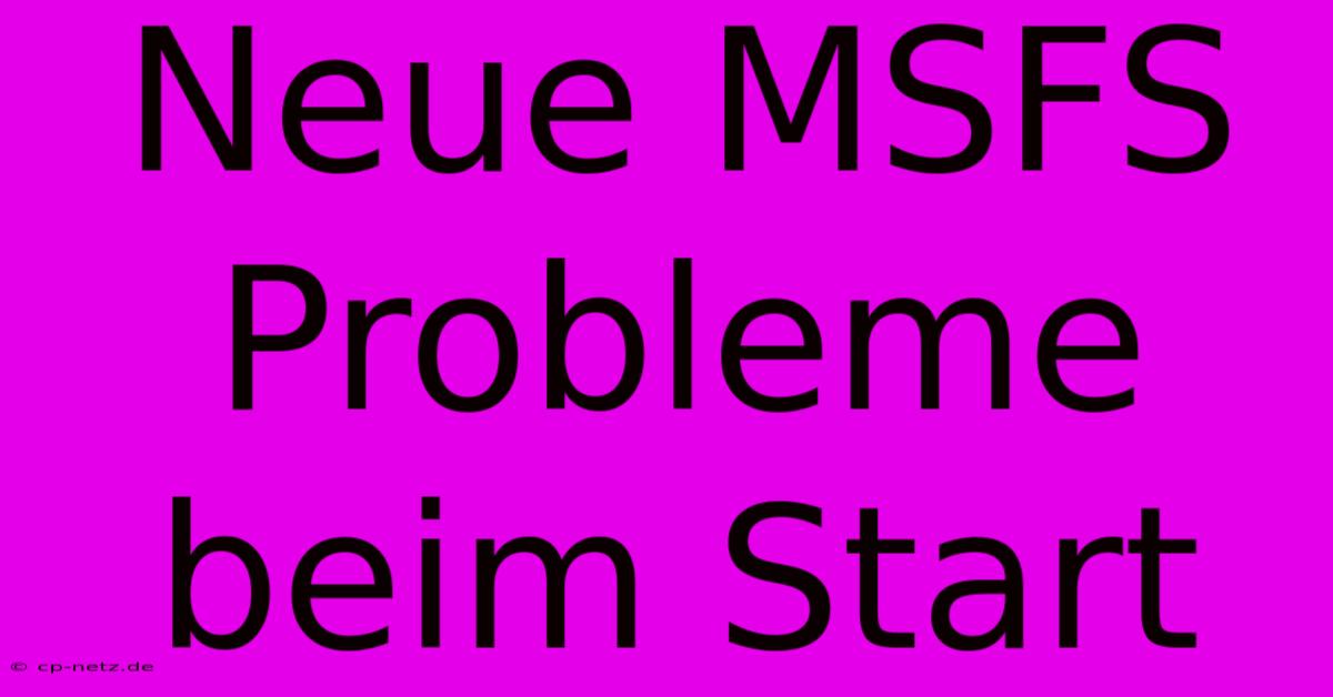 Neue MSFS Probleme Beim Start