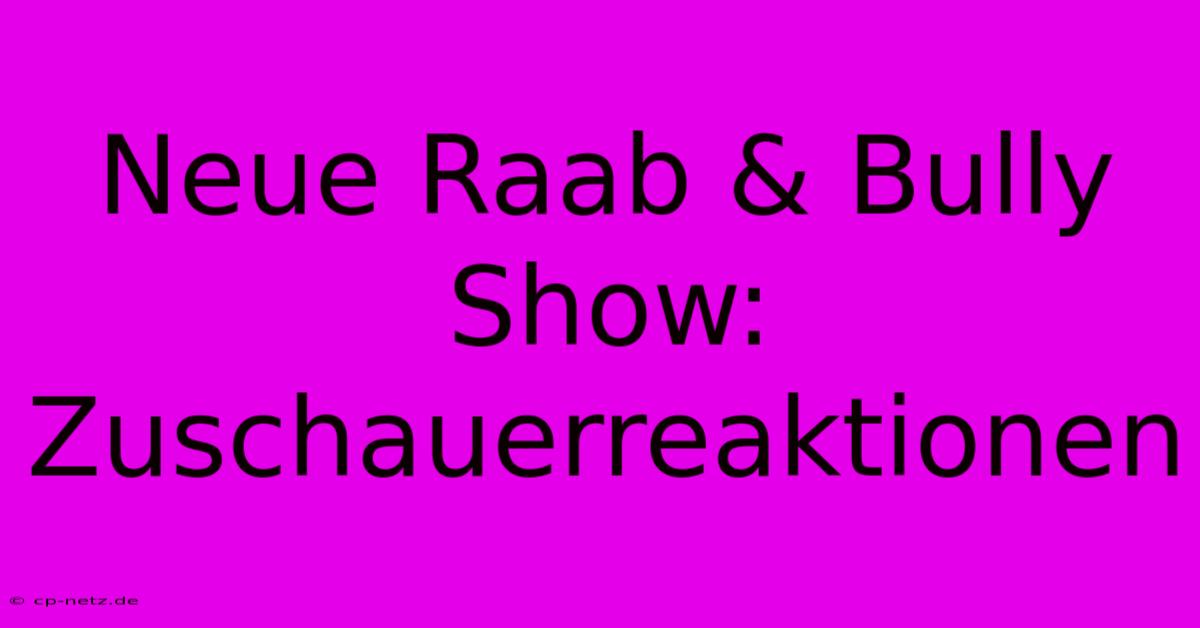 Neue Raab & Bully Show: Zuschauerreaktionen