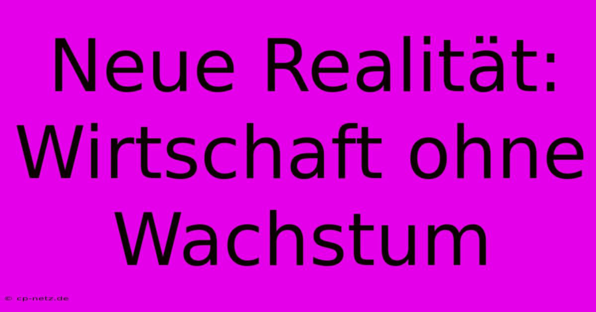 Neue Realität: Wirtschaft Ohne Wachstum