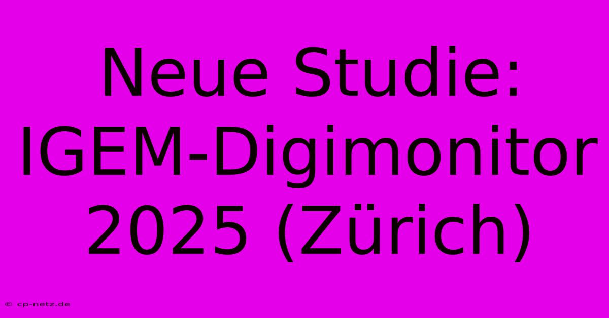 Neue Studie: IGEM-Digimonitor 2025 (Zürich)