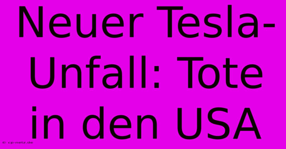 Neuer Tesla-Unfall: Tote In Den USA