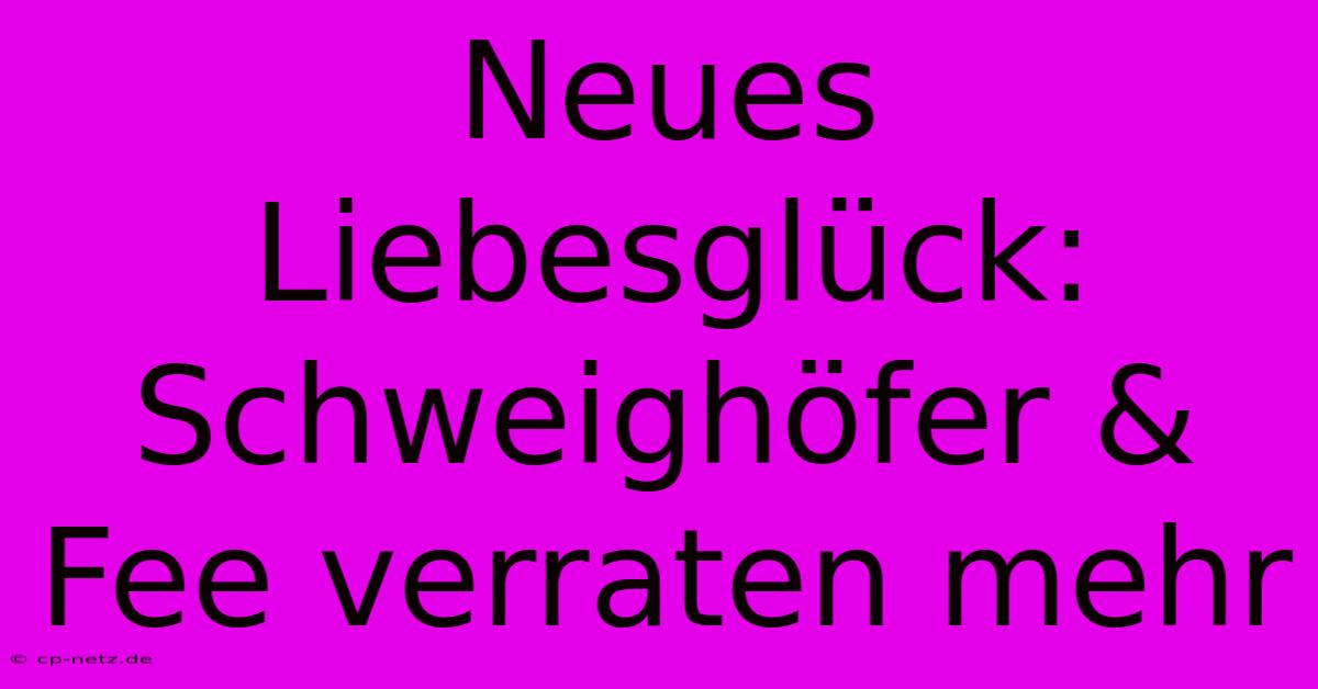 Neues Liebesglück: Schweighöfer & Fee Verraten Mehr