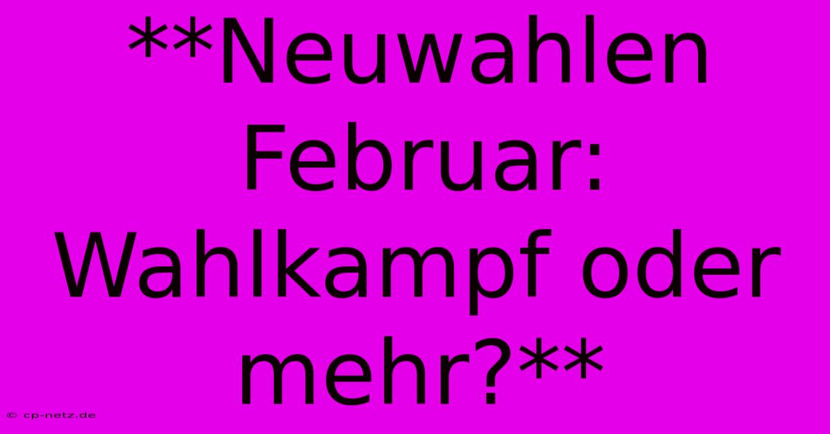 **Neuwahlen Februar: Wahlkampf Oder Mehr?**