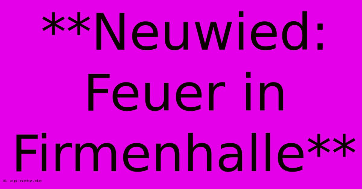 **Neuwied: Feuer In Firmenhalle**