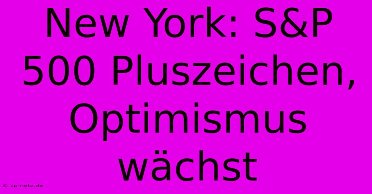 New York: S&P 500 Pluszeichen, Optimismus Wächst