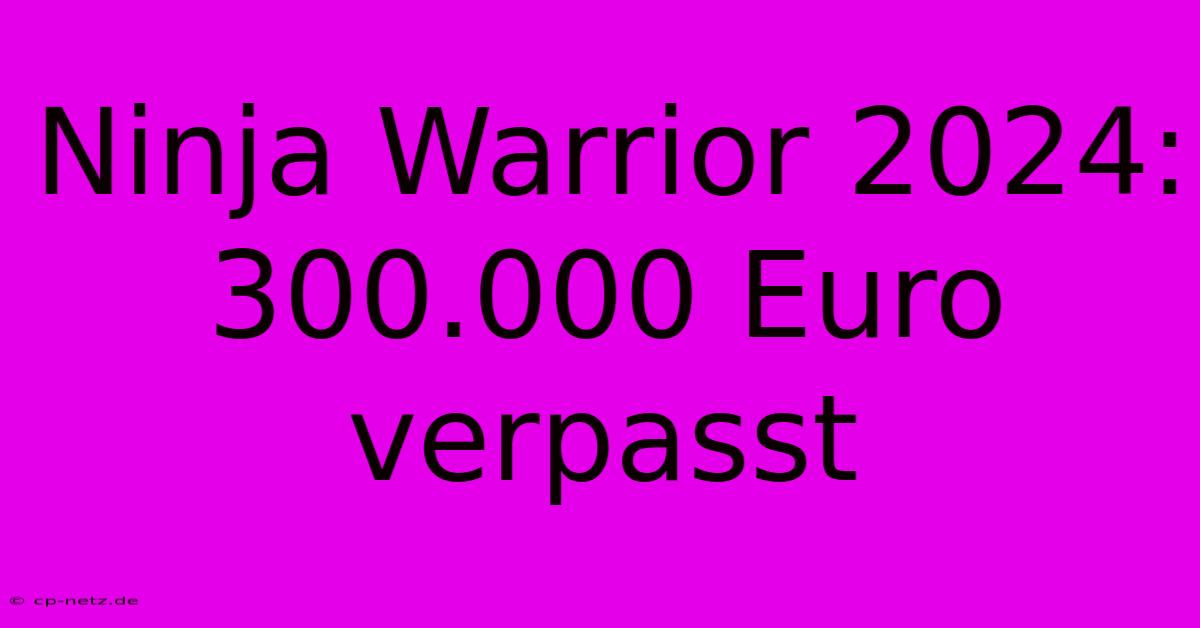 Ninja Warrior 2024: 300.000 Euro Verpasst