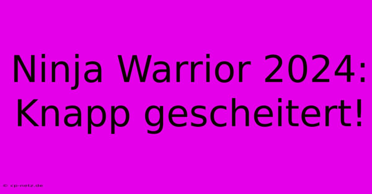 Ninja Warrior 2024: Knapp Gescheitert!