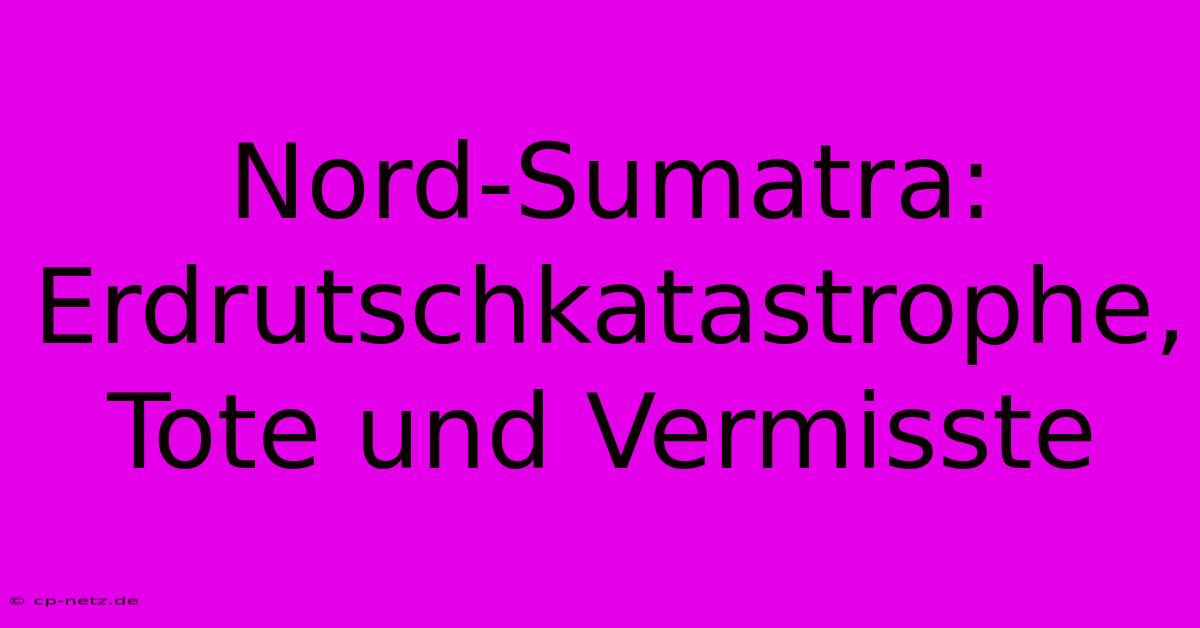 Nord-Sumatra: Erdrutschkatastrophe, Tote Und Vermisste