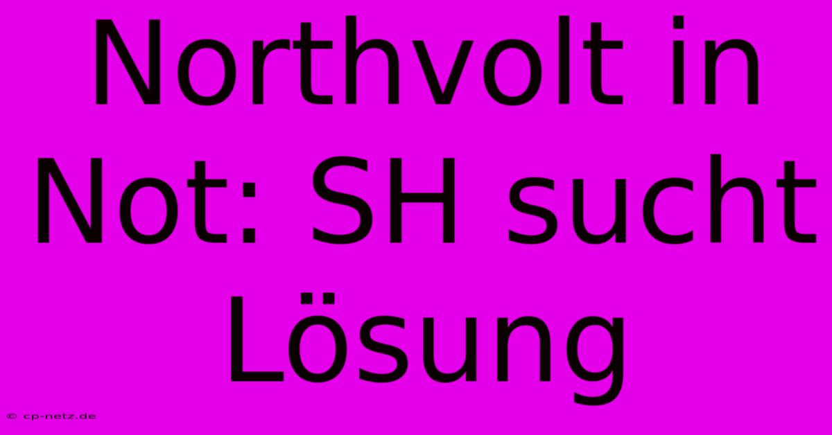 Northvolt In Not: SH Sucht Lösung