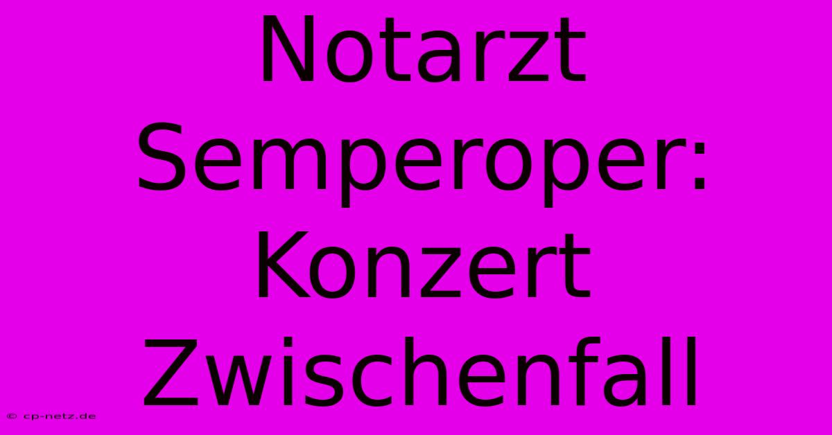 Notarzt Semperoper: Konzert Zwischenfall