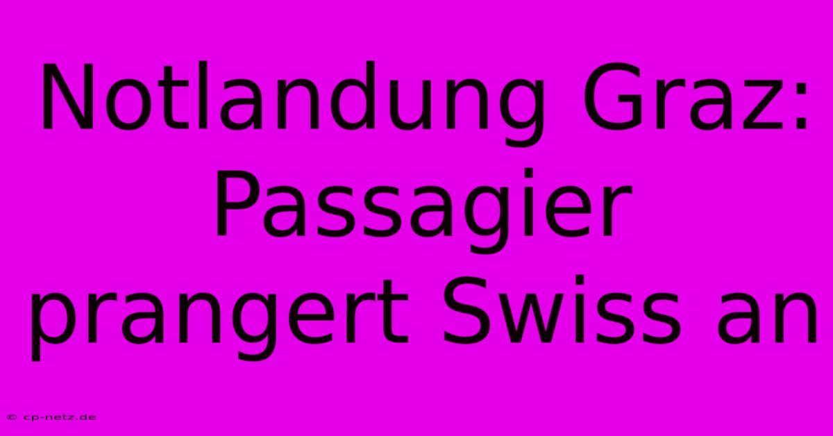 Notlandung Graz:  Passagier Prangert Swiss An