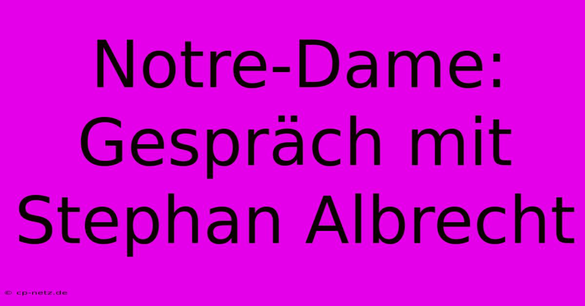 Notre-Dame: Gespräch Mit Stephan Albrecht