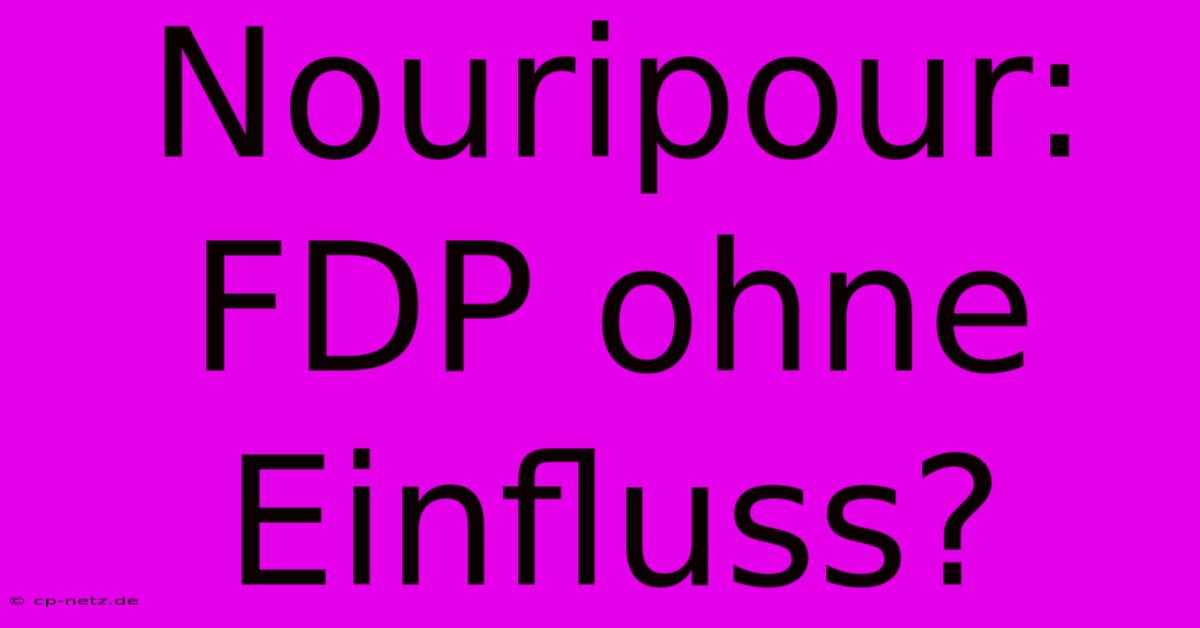 Nouripour: FDP Ohne Einfluss?