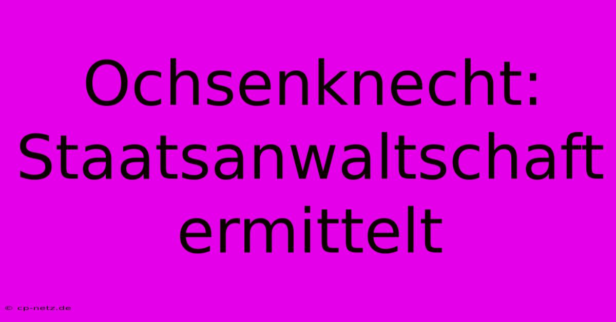 Ochsenknecht: Staatsanwaltschaft Ermittelt