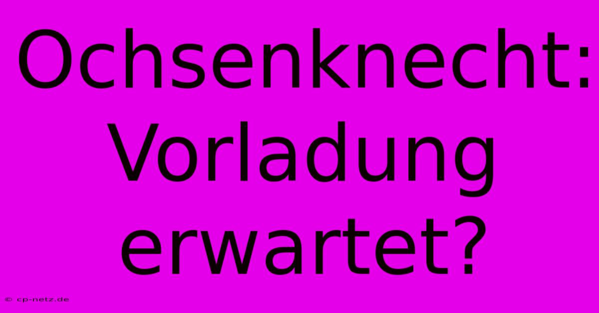 Ochsenknecht: Vorladung Erwartet?