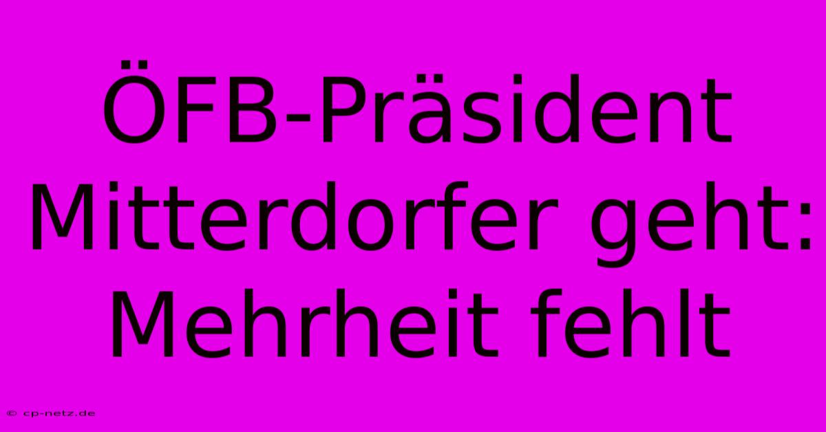 ÖFB-Präsident Mitterdorfer Geht: Mehrheit Fehlt