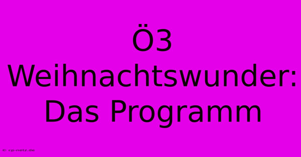 Ö3 Weihnachtswunder: Das Programm