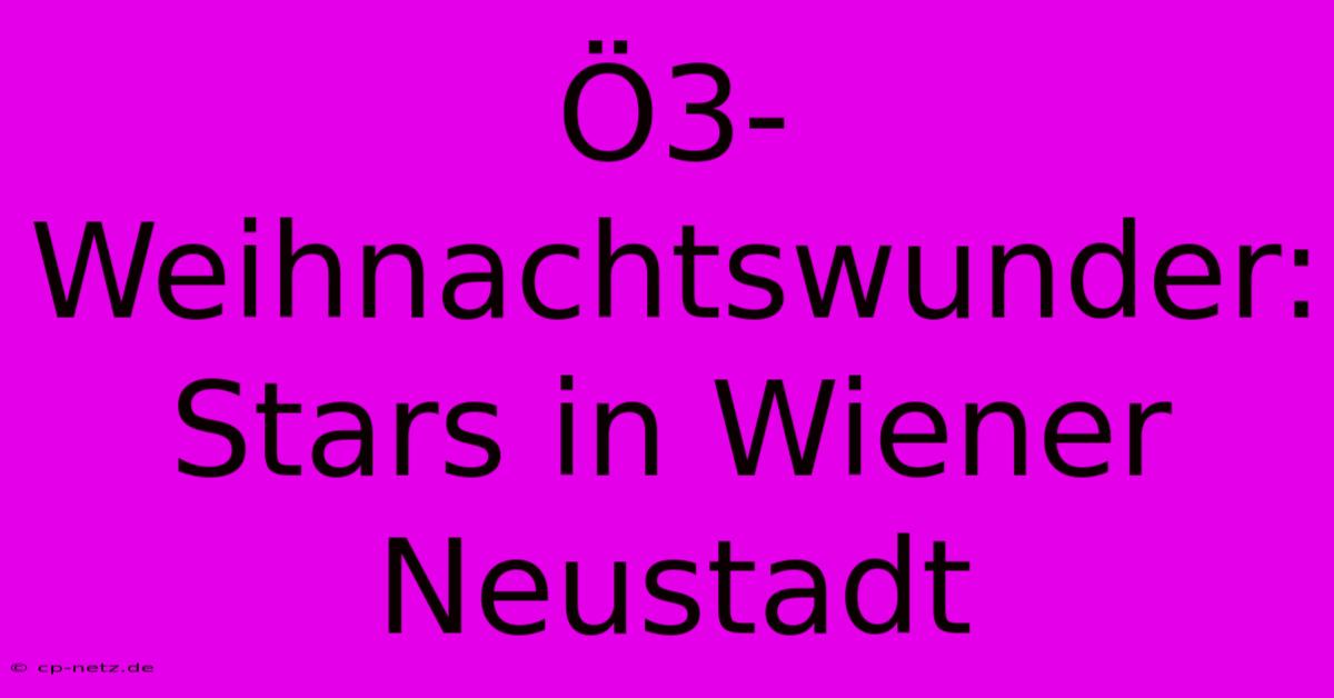 Ö3-Weihnachtswunder: Stars In Wiener Neustadt