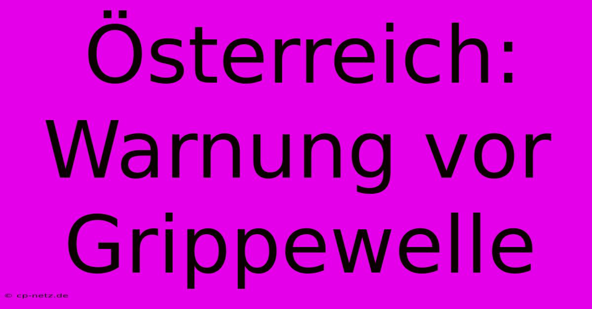 Österreich:  Warnung Vor Grippewelle