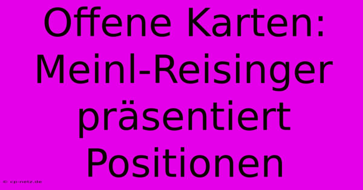 Offene Karten: Meinl-Reisinger Präsentiert Positionen