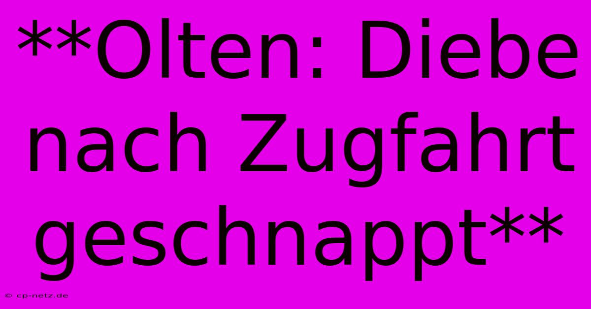 **Olten: Diebe Nach Zugfahrt Geschnappt**