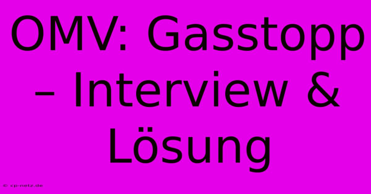 OMV: Gasstopp – Interview & Lösung