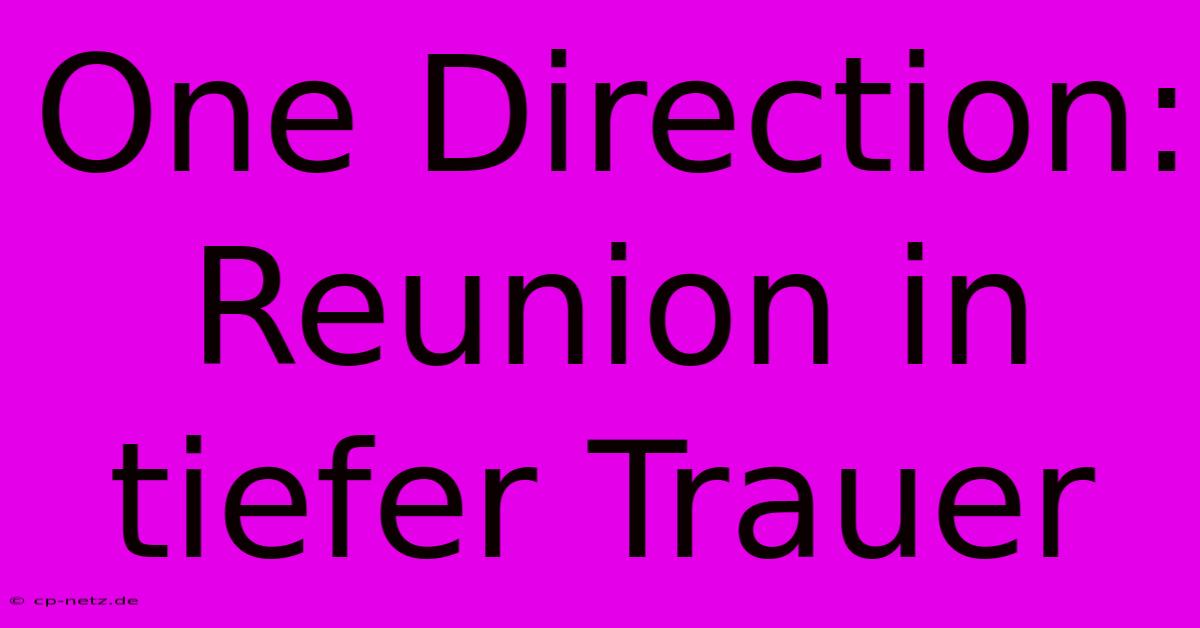 One Direction: Reunion In Tiefer Trauer