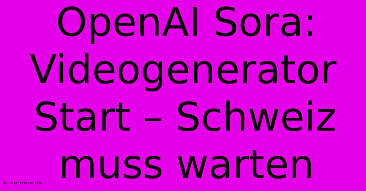 OpenAI Sora: Videogenerator Start – Schweiz Muss Warten