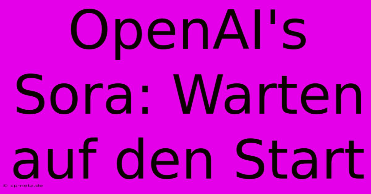 OpenAI's Sora: Warten Auf Den Start