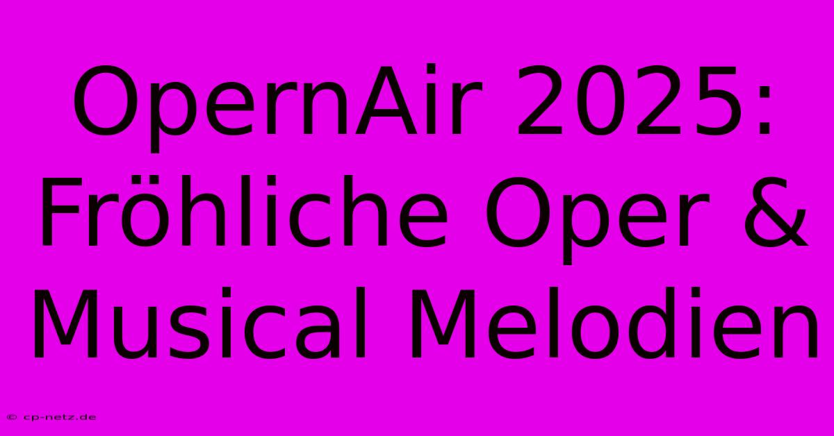 OpernAir 2025: Fröhliche Oper & Musical Melodien