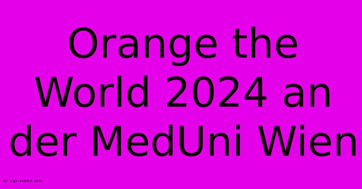 Orange The World 2024 An Der MedUni Wien