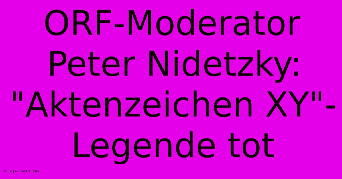 ORF-Moderator Peter Nidetzky: 