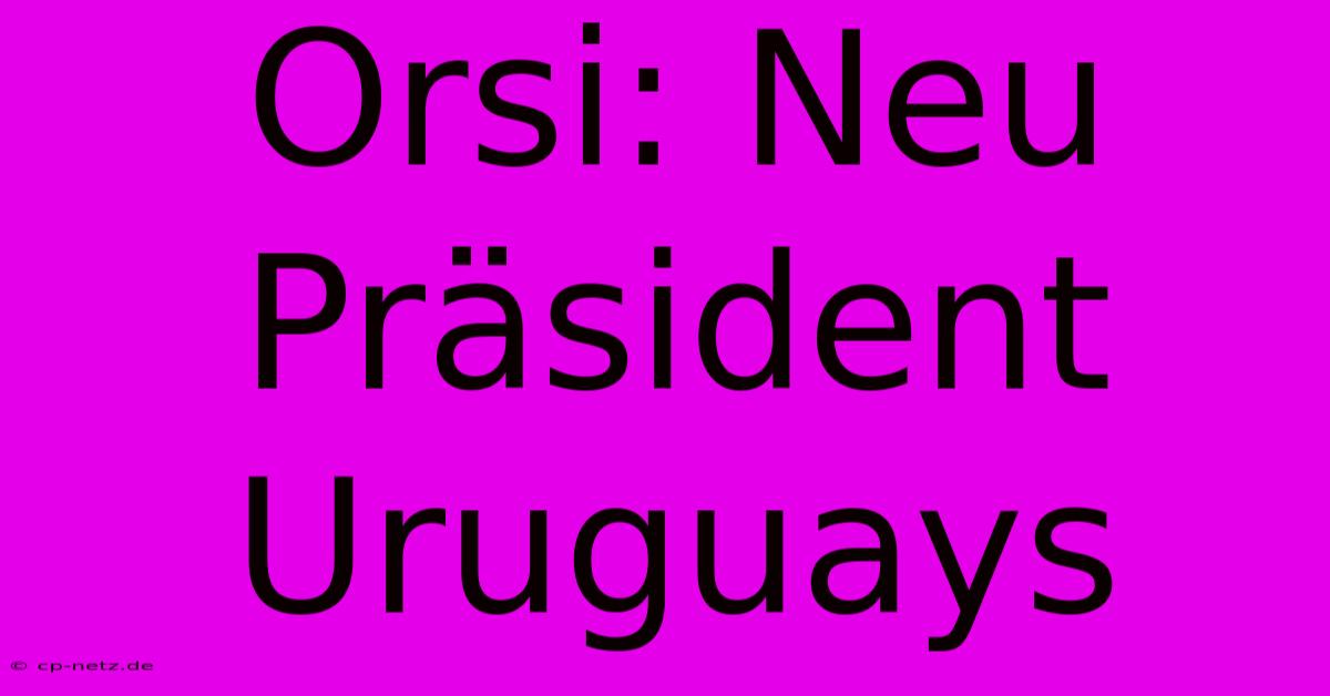 Orsi: Neu Präsident Uruguays