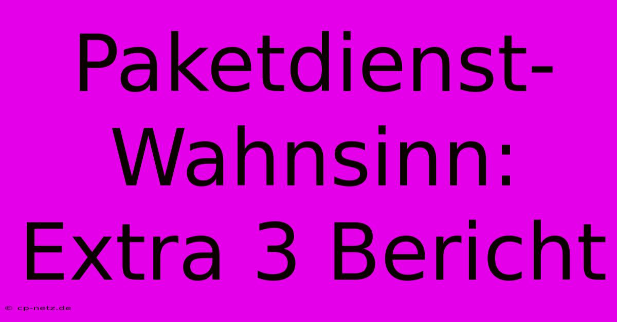 Paketdienst-Wahnsinn: Extra 3 Bericht