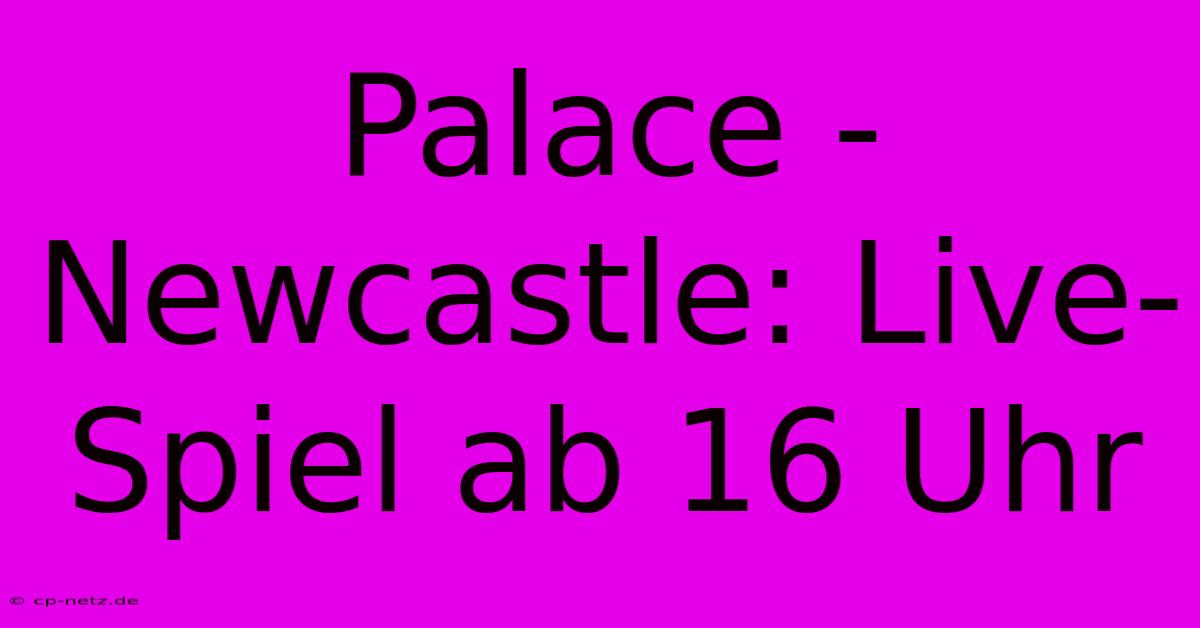 Palace - Newcastle: Live-Spiel Ab 16 Uhr