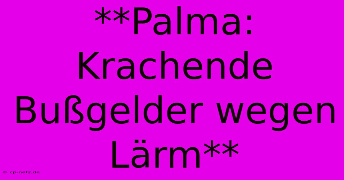 **Palma: Krachende Bußgelder Wegen Lärm**